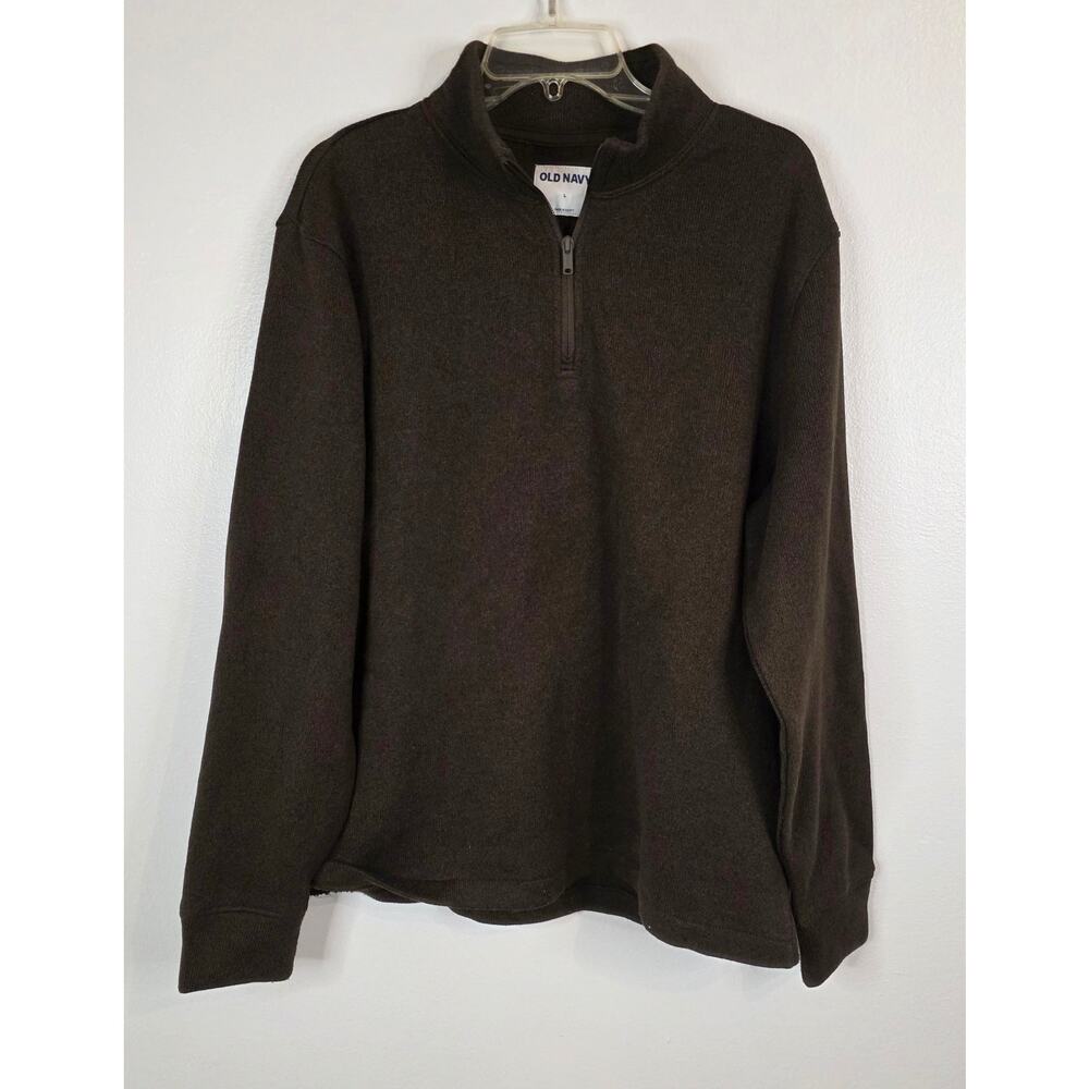 Old Navy Long Sleeve 1/4 Zip Pullover Sweater Brown Men's Size L Preppy Casual